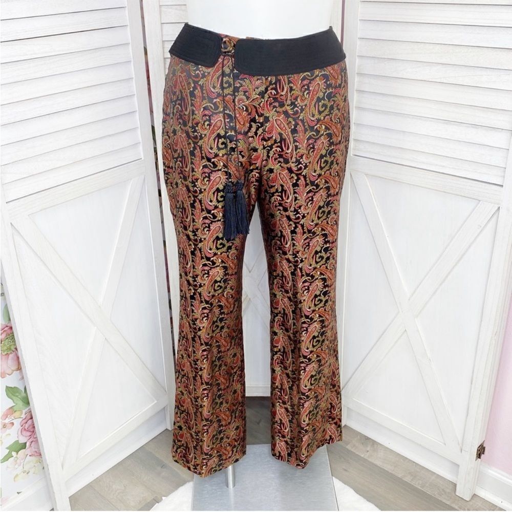 Paisley Pants Platinum Stephen Yearick Brocade Jacquard Baroque Straight Leg 14